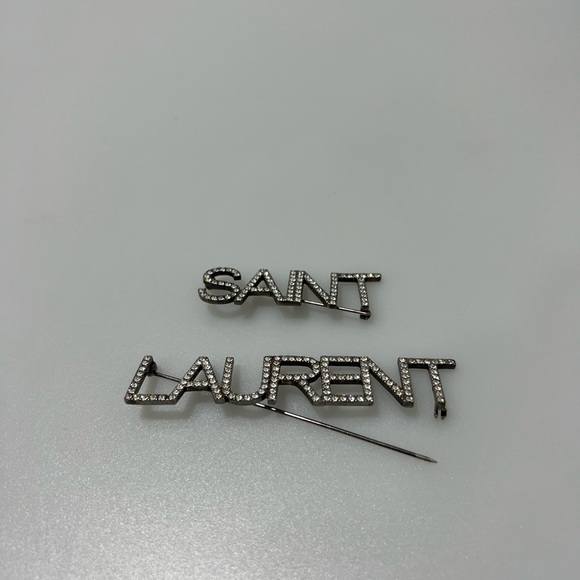 Saint Laurent Set Of Two Logo Hair Pins Silver $525 - Picture 2 of 6